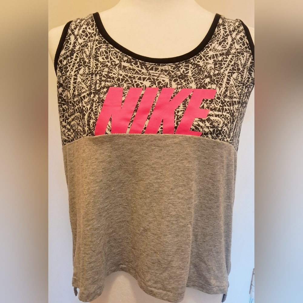 Nike Size Large Women's Racerback Gray and Pink And Gray Tank Top